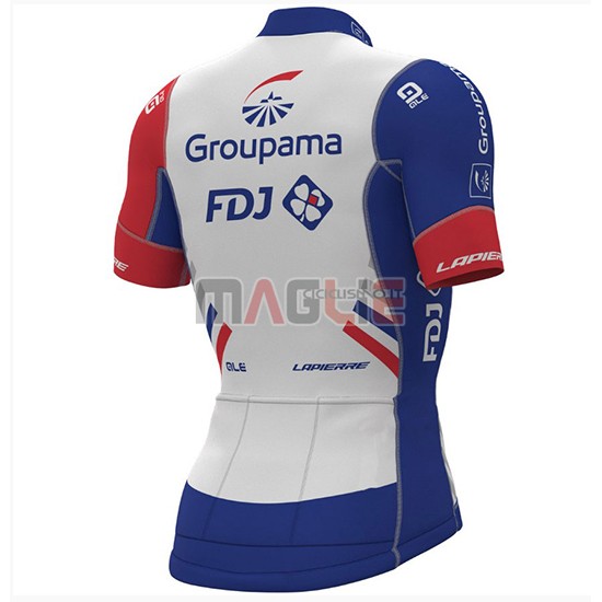 2018 Maglia Groupama FDJ PRS Manica Corta Bianco e Blu